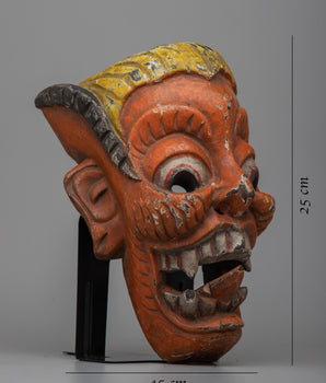 Handcrafted Vintage Laughing Mask | Intricately Carved Wooden Art for Home
