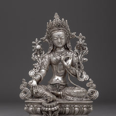 silver-green-tara-statue