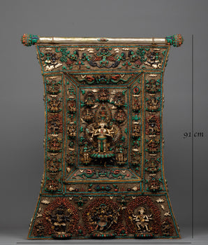 1000 Armed Chenresig Copper Boho Wall Hanging | Bohemian Charm for Your Home or Meditation Space