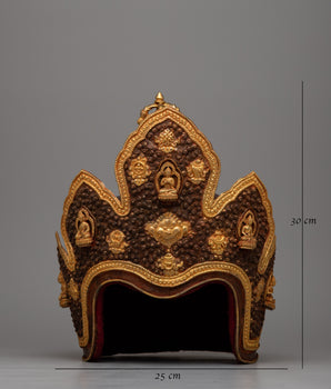 Tibetan Copper Crown | Regal Headpiece for Spiritual Majesty and Cultural Elegance