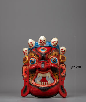 Mahakala Carved Wooden Mask | Capturing the Fierce Essence of the Divine Protector