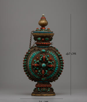 Premium Tibetan Silver Snuff Bottle | Handmade from Pure Silver and Copper