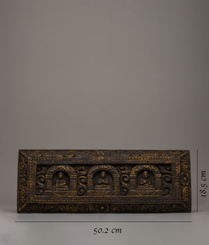 Sacred Wooden Tibetan Three Buddha Wall Hanging Art | Unique Gift Idea for Decor
