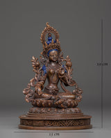 Oxidized Copper Statue of Green Tara