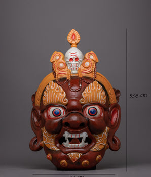 Fierce Face Mask Wall Hanging | Tibetan Decor Piece Evoking Strength & Boldness for Altars