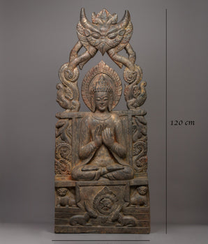 Wooden Buddha Statue of Maitreya | Hand-sculpted Serene Figure for Home Sanctuaries