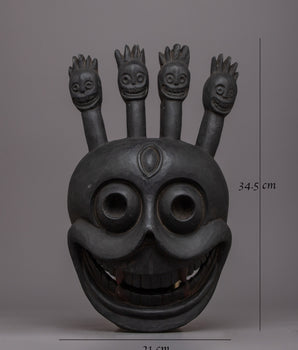 Carved Wood Face Mask Wall Hanging | Unique Handcrafted Sculpture Infusing Ethnic Tradition