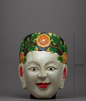 Monk Face Mask Wall Hanging | Tibetan Decorative Cultural Artifact