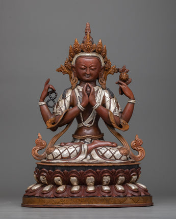 4 armed chenrezig-copper statue
