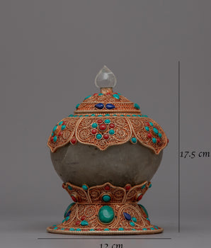 Exquisite Tibetan Rice Pot | Sacred Copper Pot for Spiritual Ceremonies