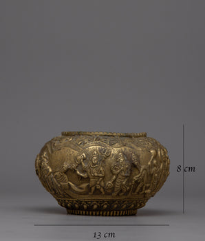 Buddhist Brass Offering Bowl Rice Pot | Enhance Your Spiritual Space with Sacred Symbolism