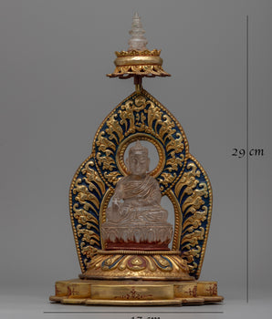 Crystal Buddha Shakyamuni Statue with Throne | Religious Sculpture for Home Decoration