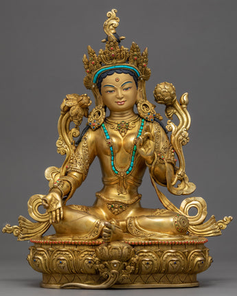 Green Tara Golden Statue