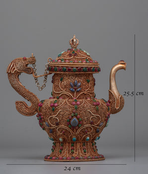 Authentic Tibetan Handmade Copper Tea Pot|  Unique Cultural Home Decor Design
