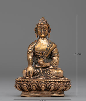 Shakyamuni Buddha Sculpture in Gold-Plated Copper | Ideal for Meditation & Home Altar