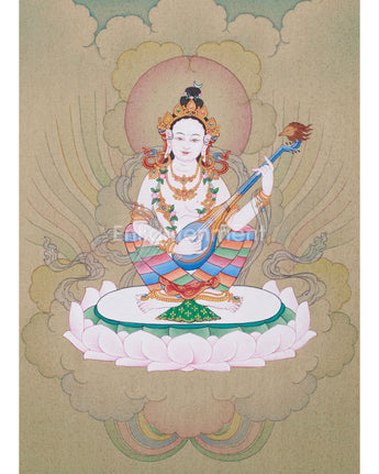 mini-saraswati-thangka-wisdom-goddess-wall-hanging