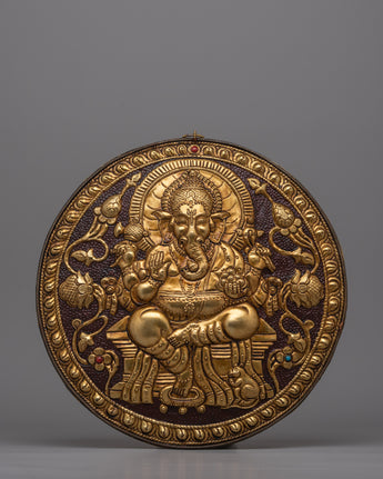 Spiritual Lord Ganesha Metal Thangka