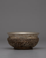 White metal Offering Bowl for Buddhist Altars