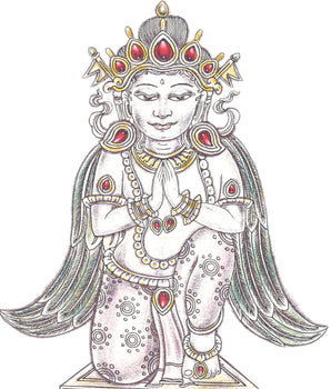 High-Quality Candle Dhale Thangka Print | Candle Stand Thangka Print for Enlightened Reflection