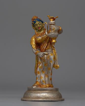 Newari Traditional Clad Silver & Gold-Plated Statue