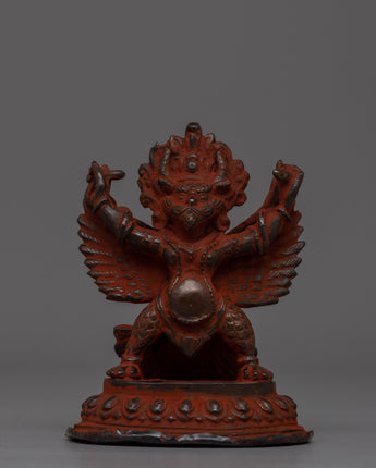 Hand-Carved Brass Garuda Statue with Antique Finish