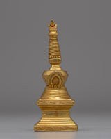 Compact Gold-Plated Buddhist Stupa