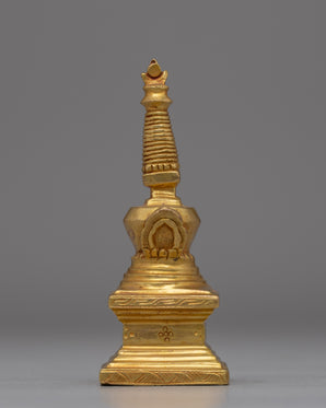 Compact Gold-Plated Buddhist Stupa