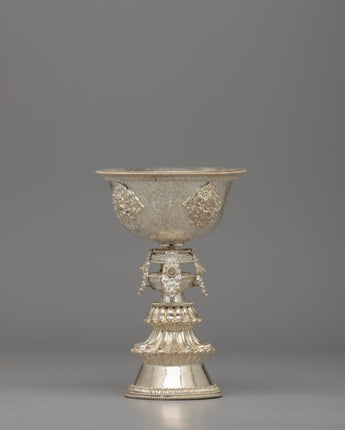 Handcrafted Silver Tibetan Butter Lamp