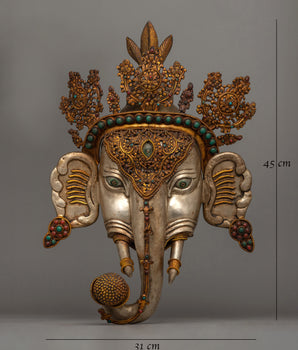 Handcrafted Ganesha Wall Decor in copper with silver and gold plating | Symbol of Wisdom and Prosperity