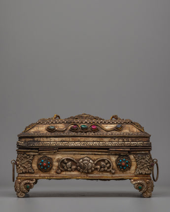 Tibetan Buffalo Bone Treasure Box