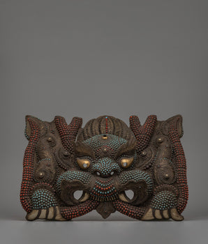 Handcrafted Copper Garuda Mask with Turquoise & Coral