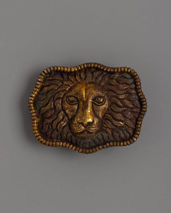 Gold-Plated Lion Head Belt Buckle