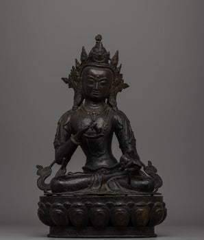 Handcrafted antique-finish Vajrasattva  bronze Buddha statue