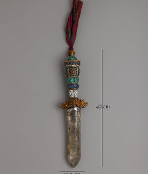Tibetan Phurba Dagger with Crystal Blade | Sacred Ritual Artifact