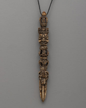 Phurba-Inspired Buffalo Bone Hand-Carved Locket