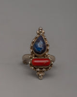 Silver Finger Ring with Copper Accents