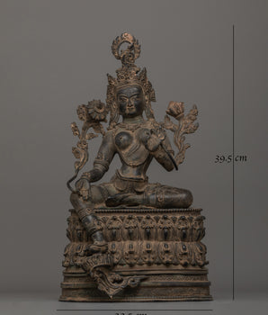 Antique Finish Green Tara Statue | Compassion and Protection Deity Statue