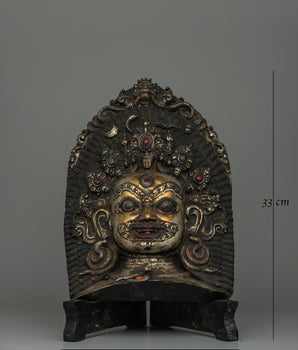 Copper Mahakala Mask with Stand | Symbol of Protection & Power