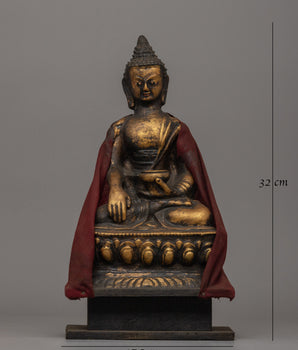 Shakyamuni Buddha Statue for Altar | Handcrafted Wood & Clay Sculpture