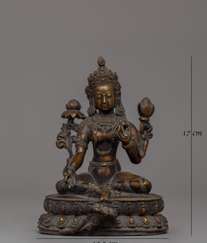 Handmade Green Tara Buddha Statue | Tibetan Meditation Decor