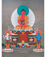 High-Quality Amitabha Buddha Giclee Canvas | Red Buddha Traditional Print | Wall Decors