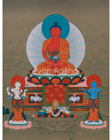 Buddha of Infinite Light, Amitabha Thangka - Chenresig and Vajrasattva Bodhisattvas