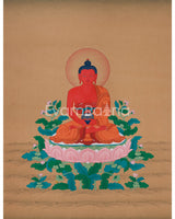 Minimal Red Buddha Amitabha Thangka | Enlightened Deity of Infinite Light
