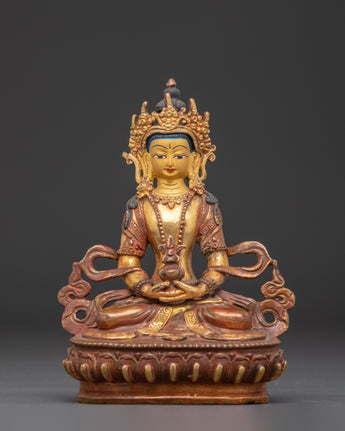 Gold Plated Buddha Amitayus Sculpture
