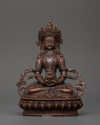 Amitayus Statue in oxidized copper
