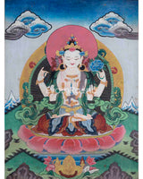 Oil Varnieshed Avalokitesvara Chengrezig Thangka