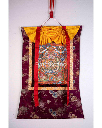 Beautiful Flower Brocade Mounted Buddha Mandala