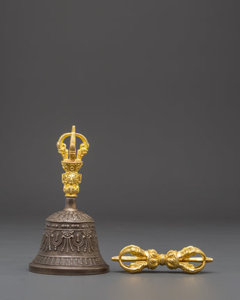 Handcrafted Bell and Vajra for Ritual Use