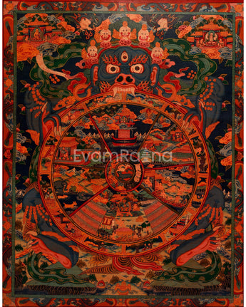 Original Hand-Painted Oil-Varnished Wheel of Life