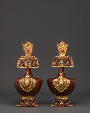 Pair of Tibetan Bhumba Vases